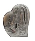Cadre Argent en forme de coeur représentant L'apparition de Lourdes