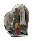 Cadre Argent en forme de coeur représentant L'apparition de Lourdes