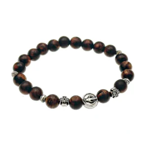 Bracelet chapelet en bois de Palo Santo – croix et médaille mariale