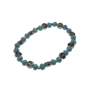 Bracelet chapelet en cristal bleu – Notre-Dame de Lourdes
