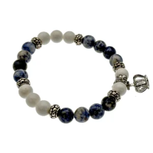 Bracelet chapelet Notre-Dame de Fatima – pierres naturelles et médaille couronne