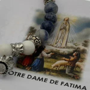 Bracelet chapelet Notre-Dame de Fatima – pierres naturelles et médaille couronne