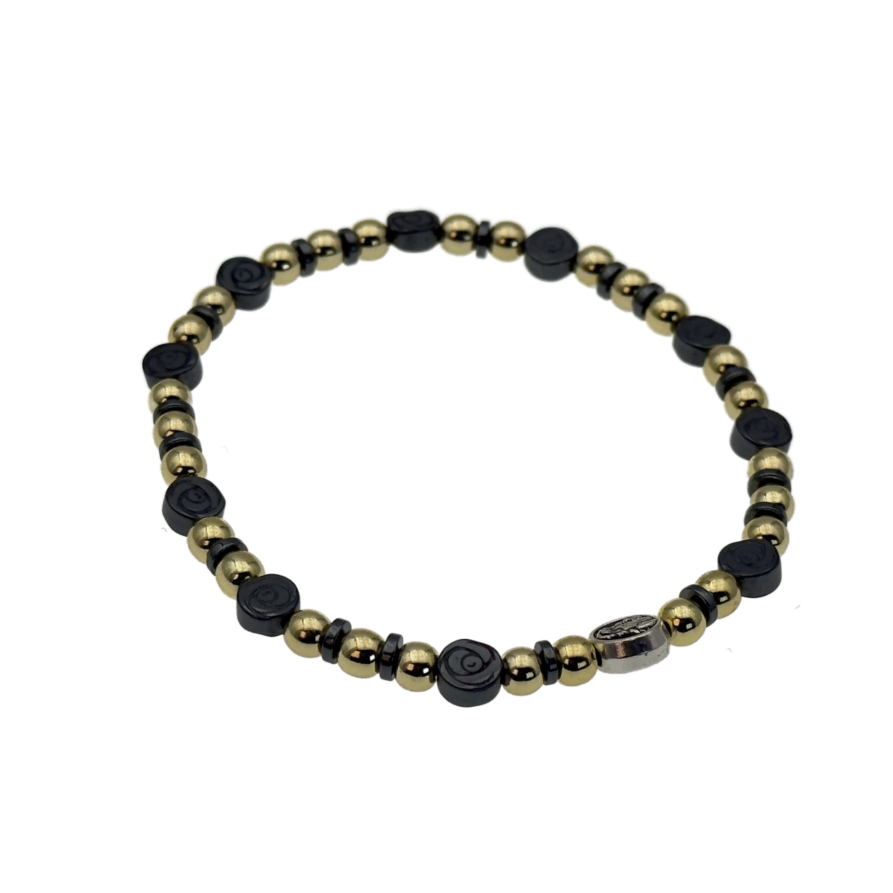 Bracelet chapelet en hématite et doré – sobriété et protection – médaille mariale