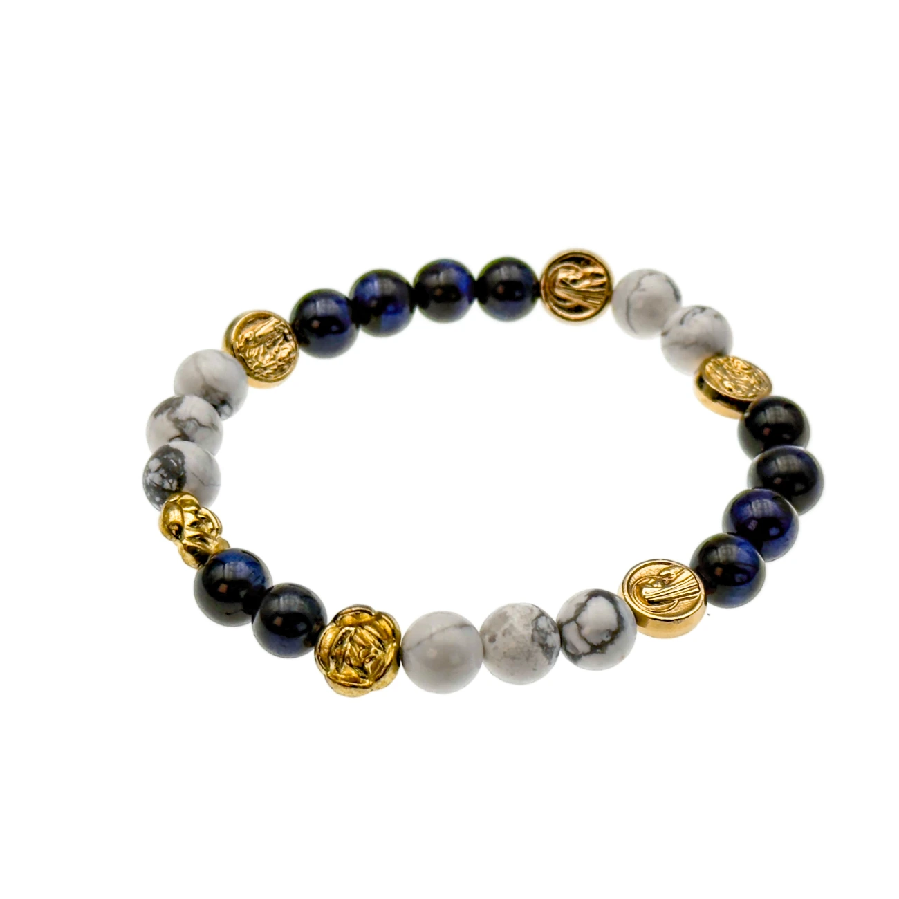 Bracelet chapelet Notre-Dame de Lourdes – pierres naturelles et dorures