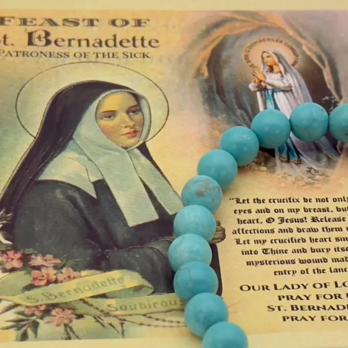 Bracelet chapelet Sainte Bernadette – turquoise et argent – paix et confiance