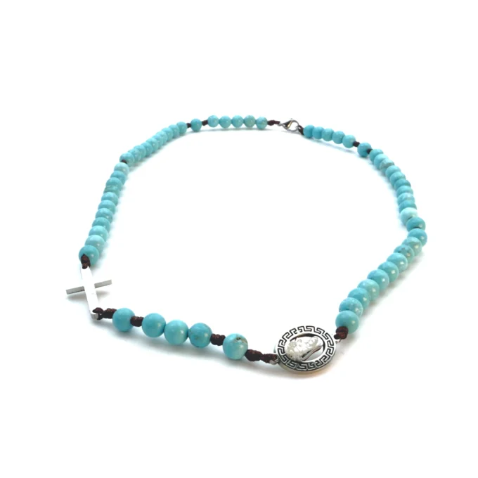 Chapelet pierre Turquoise Notre Dame de Lourdes