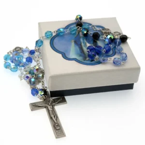 Chapelet de la Vierge Miraculeuse de la rue du BAC – perles bleues et argentées – croix métal