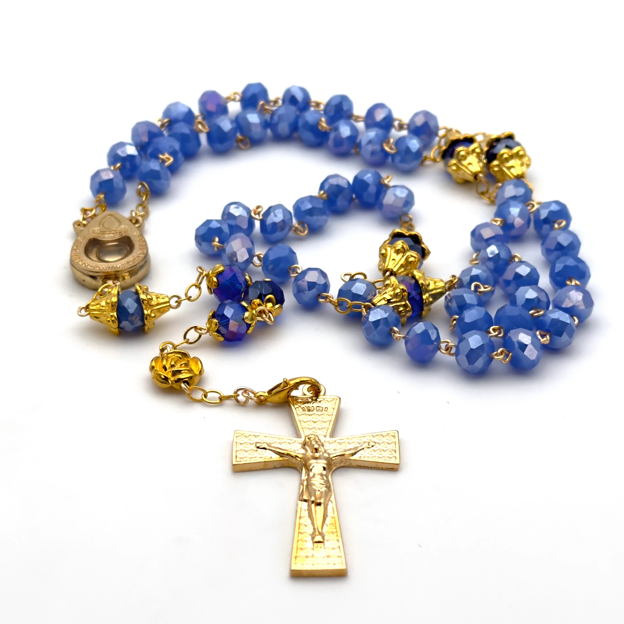 Chapelet de Lourdes perles bleues