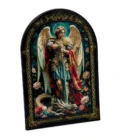Cadre religieux en bois verni - Saint Michel Archange, vainqueur du dragon