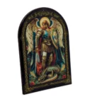 Cadre religieux en bois verni - Saint Michel Archange, vainqueur du dragon