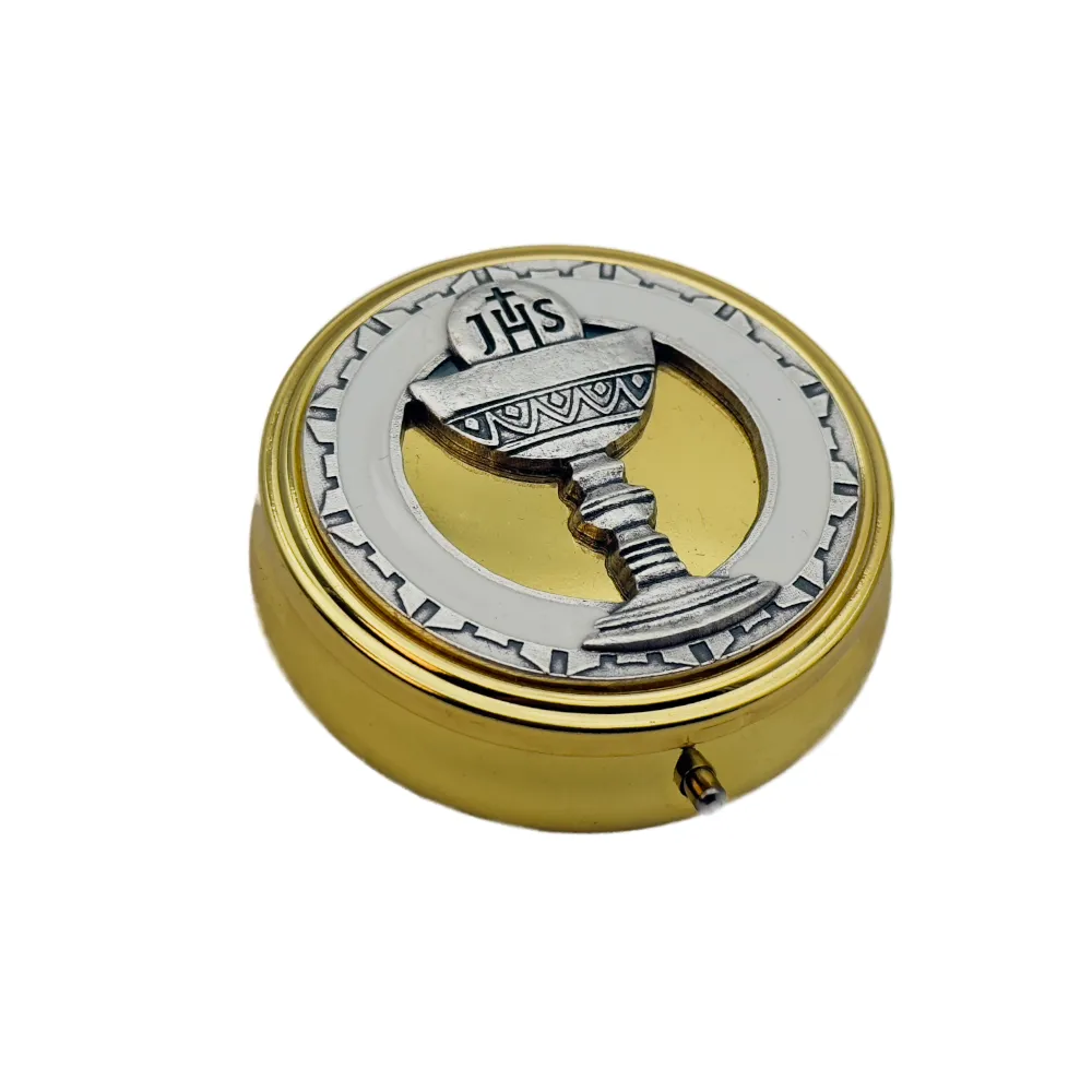 Custode dorée avec calice eucharistique et monogramme IHS