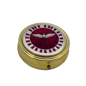 Custode dorée avec colombe du Saint-Esprit sur fond rouge émaillé