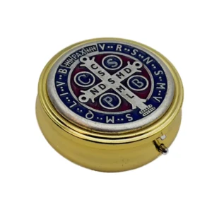 Custode dorée avec médaille de saint Benoît