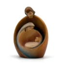 Statue de la sainte famille en bois peint