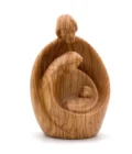 Statue de la sainte famille en bois d'olivier naturel