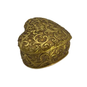 Boîte Cœur Baroque Dorée – Résine décorative