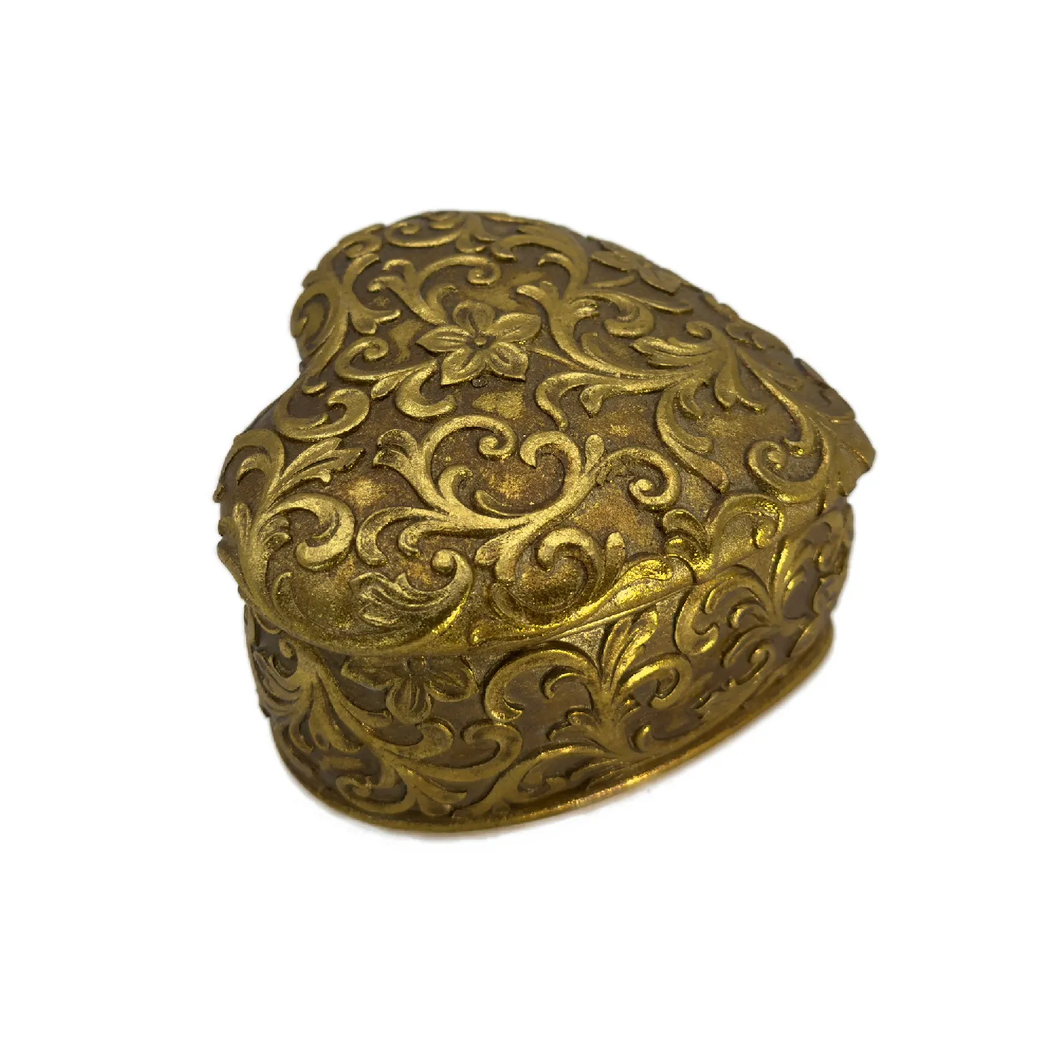 Boîte Cœur Baroque Dorée – Résine décorative