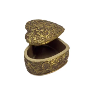 Boîte Cœur Baroque Dorée – Résine décorative