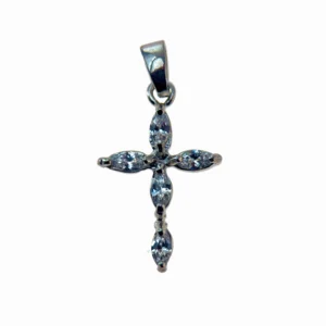 Pendentif Croix en Argent & Pierres Marquise — Élégance lumineuse