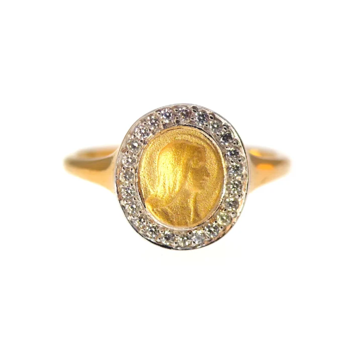 Bague Vierge Marie Strass – Plaqué Or 18 Carats