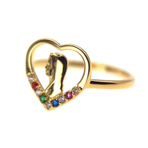 Bague Cœur Vierge Multicolore en Plaqué or 18 carats