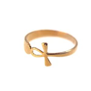 Bague Croix Ankh – Plaqué Or 18 Carats