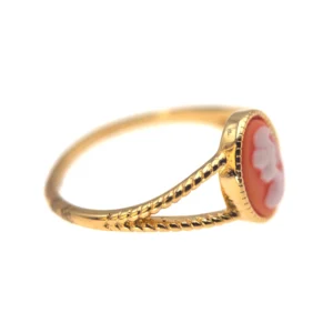 Bague camée ovale SAUMON en plaqué or