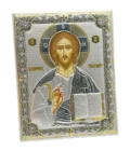 Icône du Christ Pantocrator – Finition Miro Silver et dorures