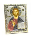 Icône du Christ Pantocrator – Finition Miro Silver et Couleurs