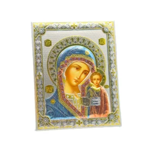 Icône Vierge de Tendresse – Finition Miro Silver et dorures