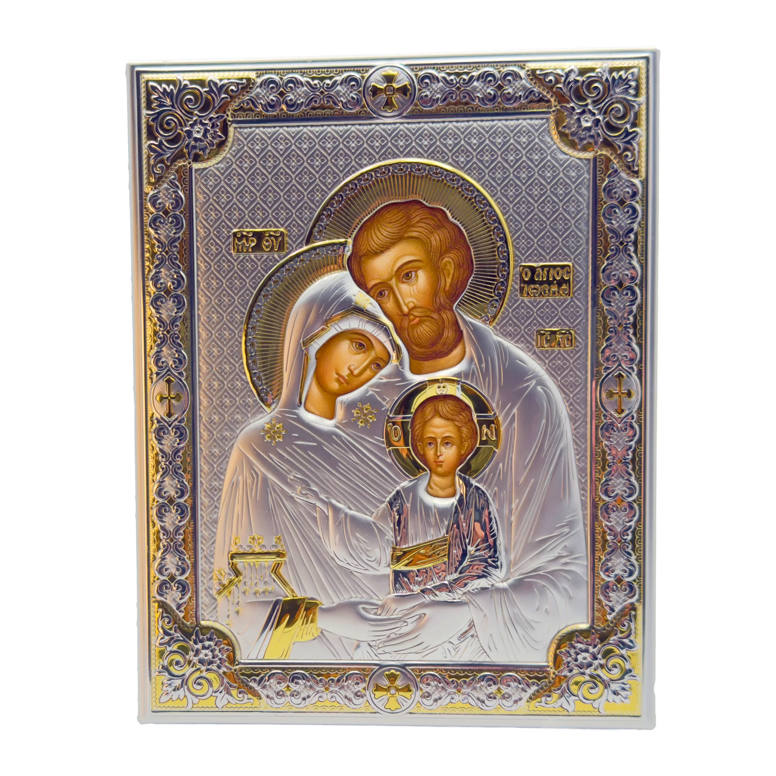 Icône Sainte Famille – Finition Miro Silver et dorures