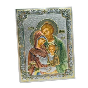 Icône Sainte Famille – Finition Miro Silver et couleurs
