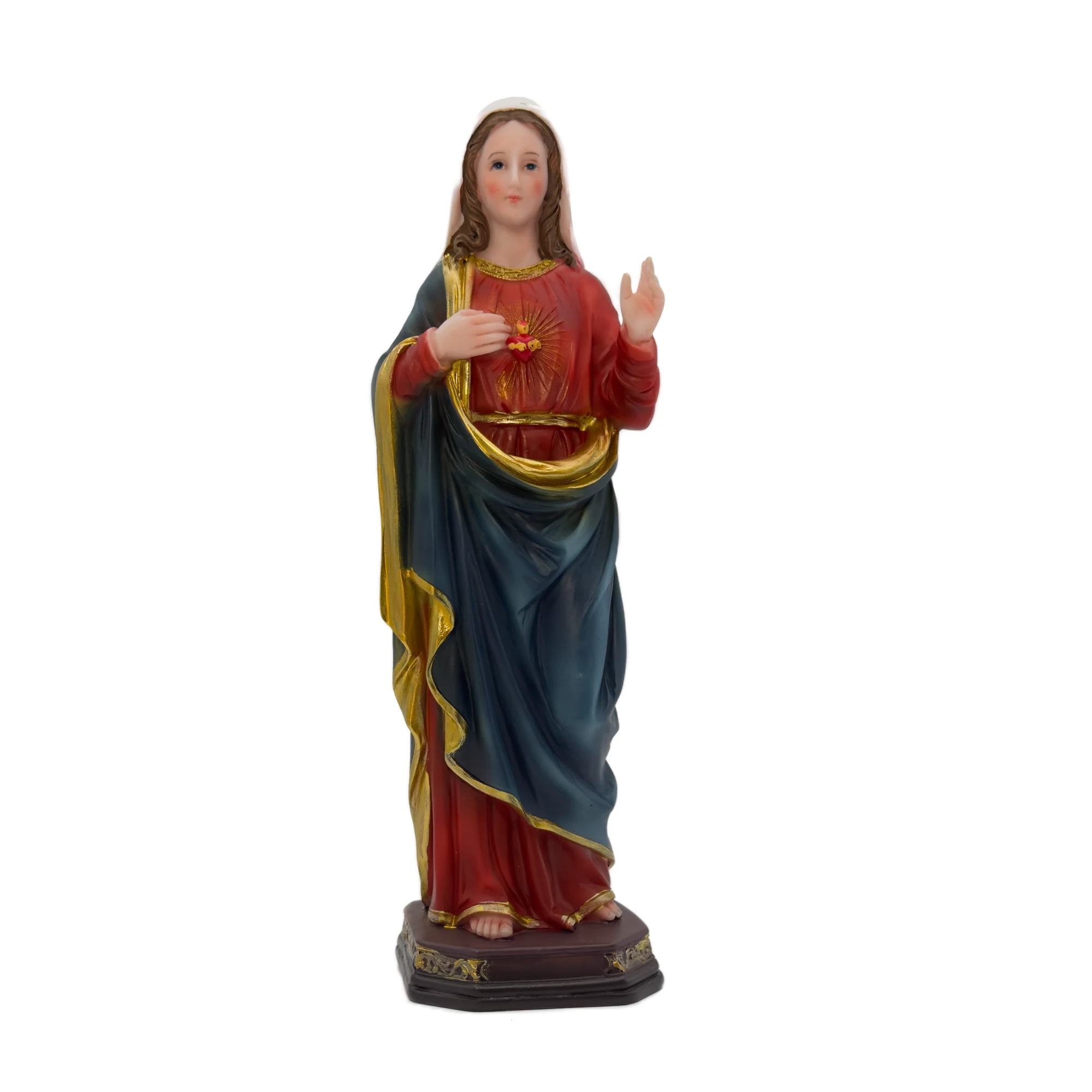 Statue du Cœur Immaculé de Marie – Résine peinte main (8 à 40 cm)
