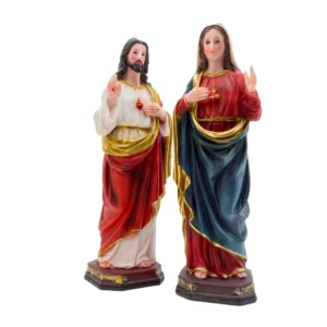Les Cœurs Unis de Jésus et Marie – Ensemble de statues en résine