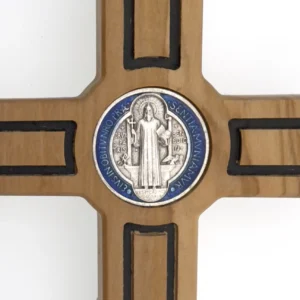 Crucifix Mural de Saint Benoît avec Médaille Émaillée