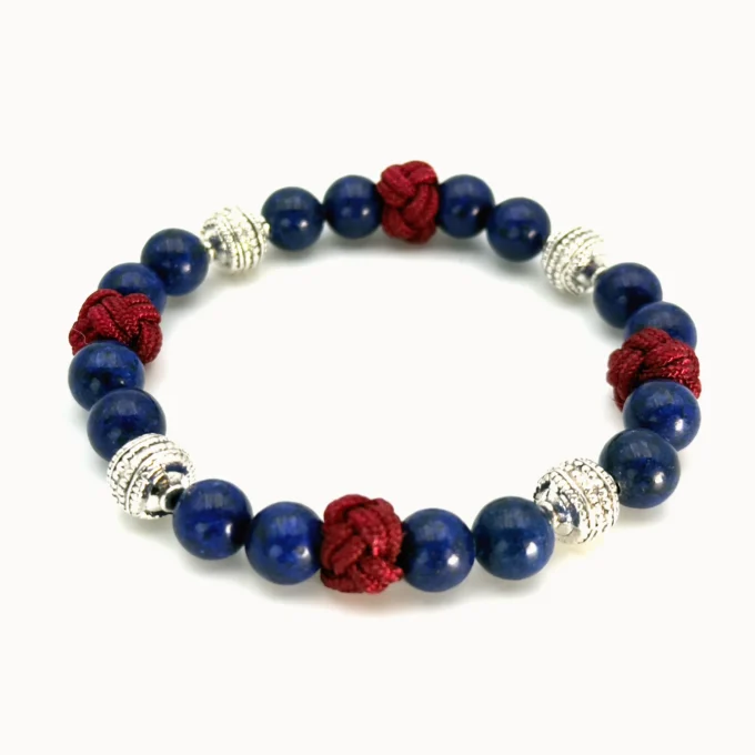 Bracelet "Marie qui défait les Nœuds" – Lazurite & Nœuds Rouges