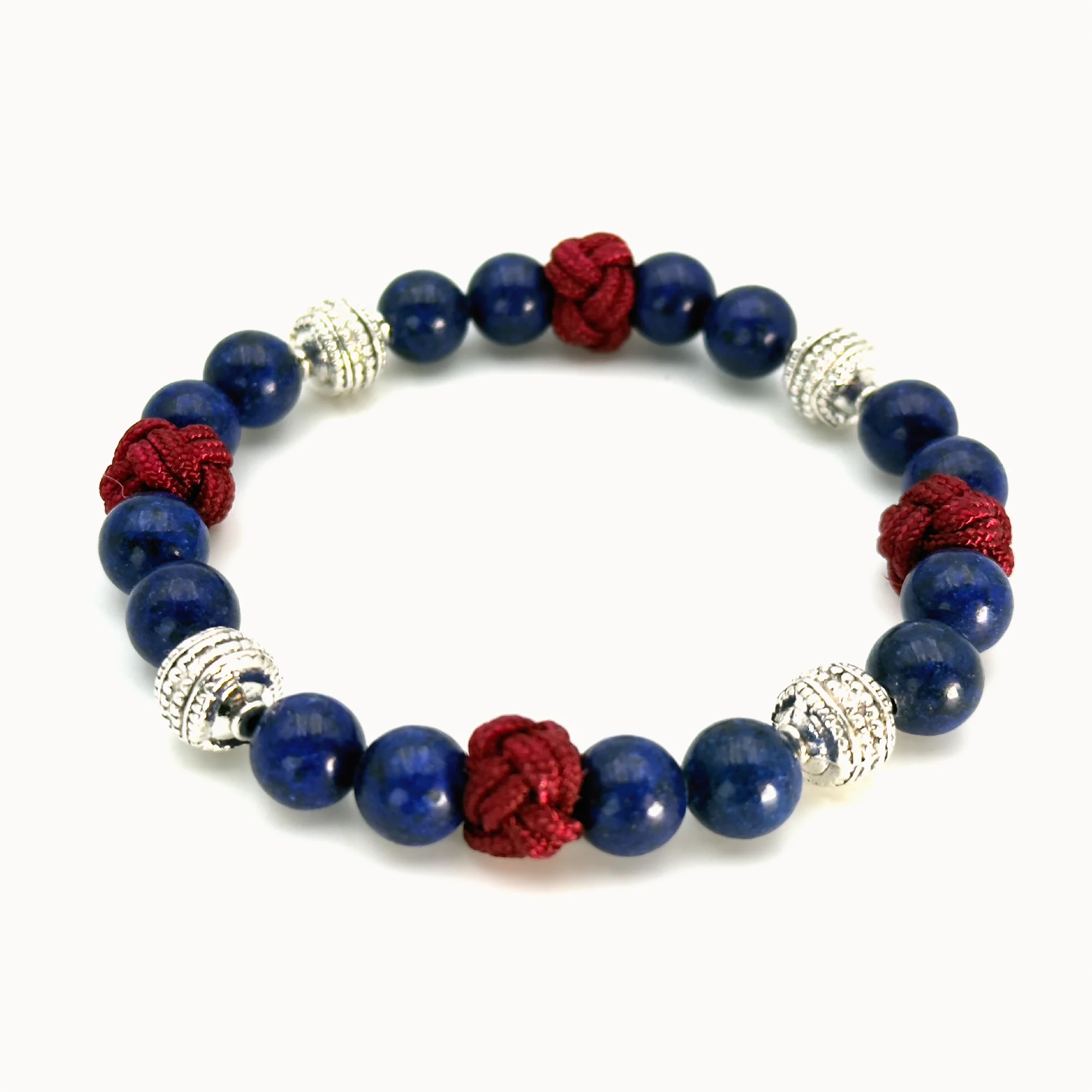 Bracelet "Marie qui défait les Nœuds" – Lazurite & Nœuds Rouges