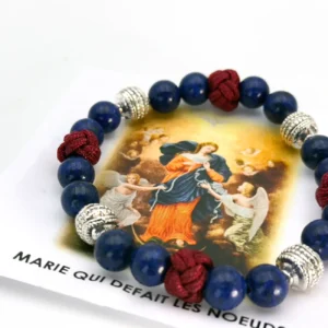 Bracelet "Marie qui défait les Nœuds" – Lazurite & Nœuds Rouges