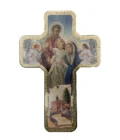 Croix murale chrétienne – Sainte Famille, protection du foyer – 18 × 12 cm