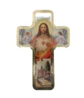 Croix murale chrétienne – Sacré-Cœur de Jésus et anges – 18 × 12 cm