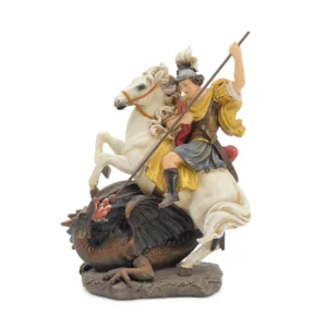 Statue Saint Georges en résine – Terrassant le dragon – Protection et courage