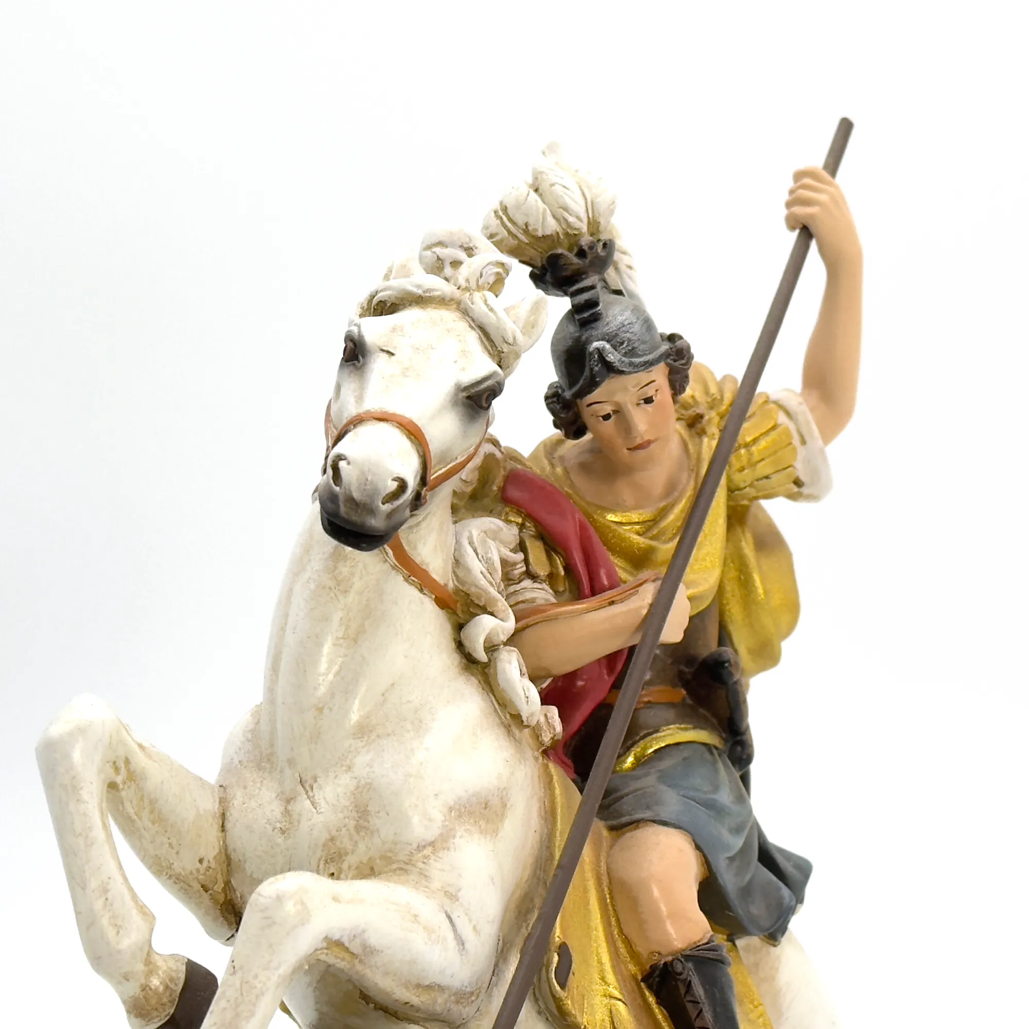 Statue Saint Georges en résine – Terrassant le dragon – Protection et courage