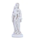 Statue Vierge à l’Enfant en poudre de marbre – Socle en marbre – 17 cm
