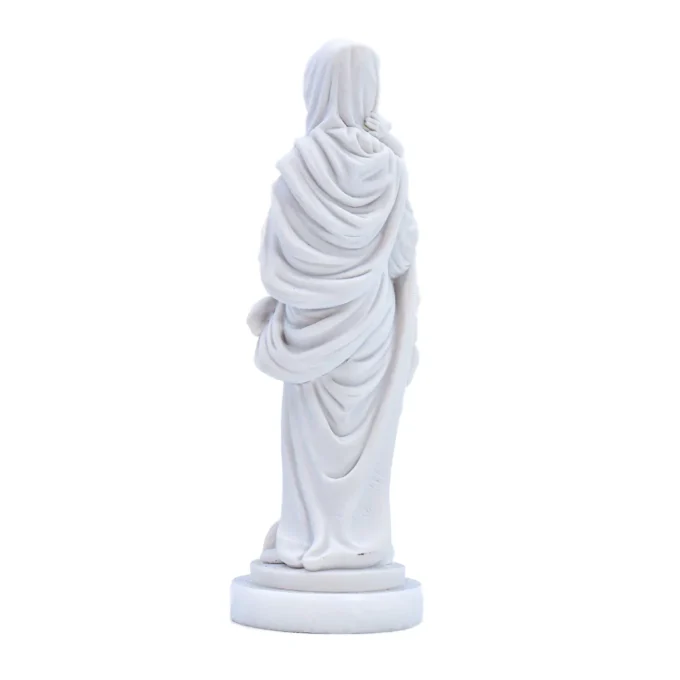 Statue Vierge à l’Enfant en poudre de marbre – Socle en marbre – 17 cm