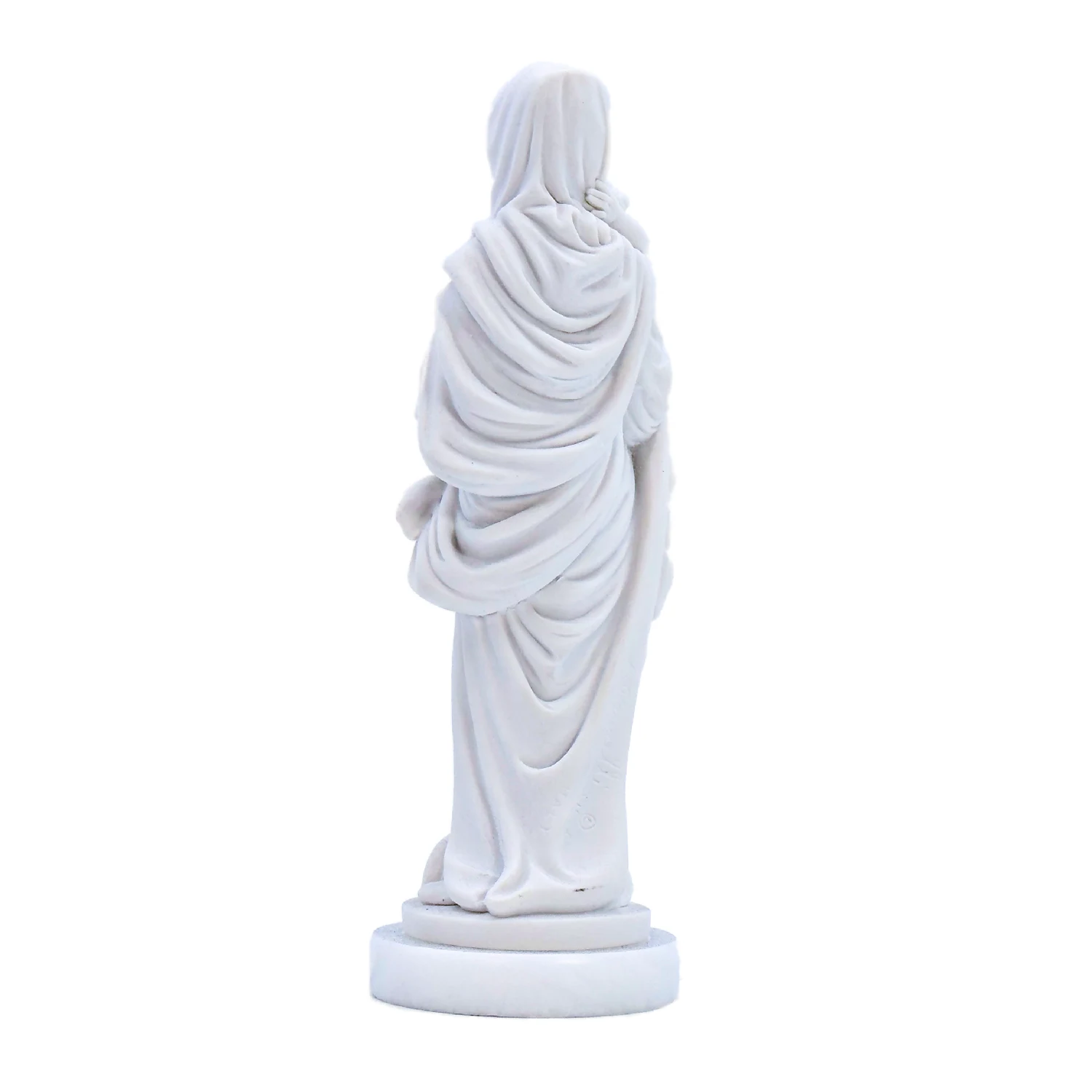Statue Vierge à l’Enfant en poudre de marbre – Socle en marbre – 17 cm