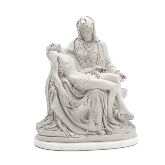 Statue Religieuse La Pietà (Vierge de Pitié) - Poudre de Marbre & Socle Marbre - 25 cm