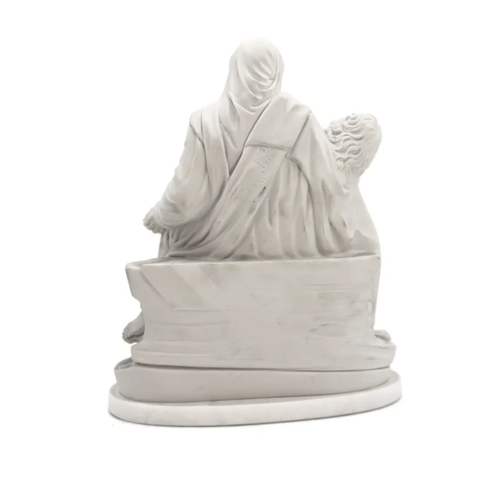 Statue Religieuse La Pietà (Vierge de Pitié) - Poudre de Marbre & Socle Marbre - 25 cm