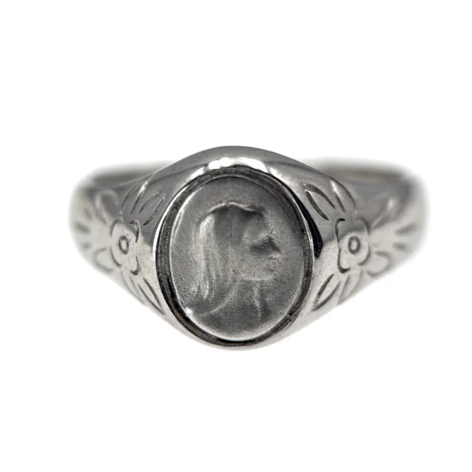 Bague Vierge Marie Gravée – Argent massif