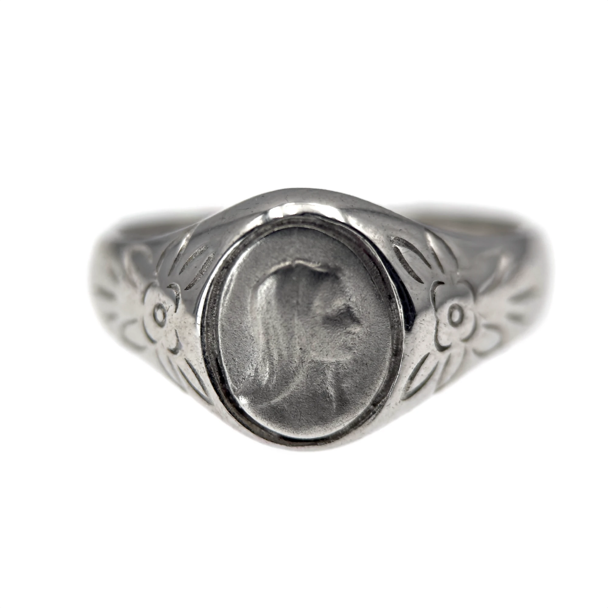 Bague Vierge Marie Gravée – Argent massif