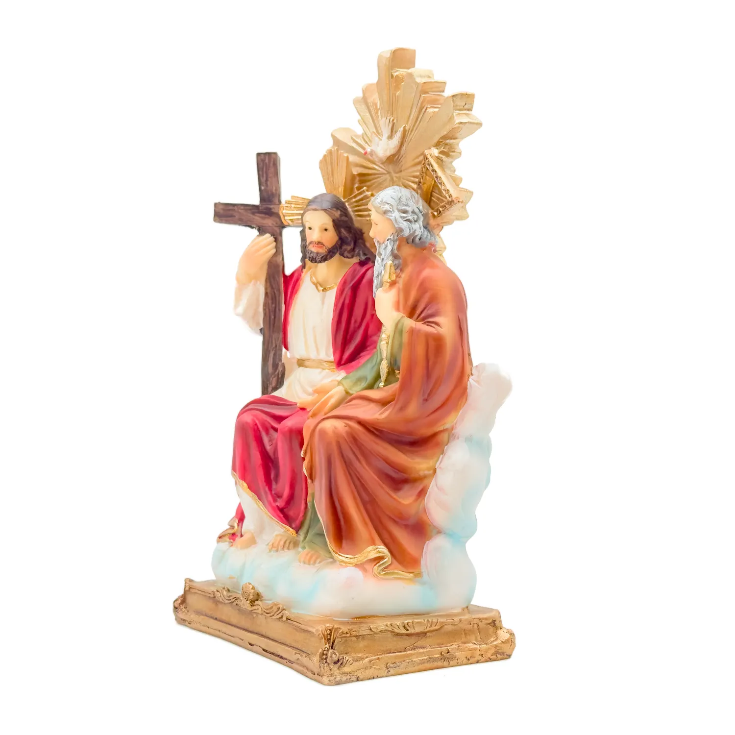 Statue Religieuse La Sainte Trinité (Père, Fils et Saint-Esprit) - Résine Peinte - 20 cm